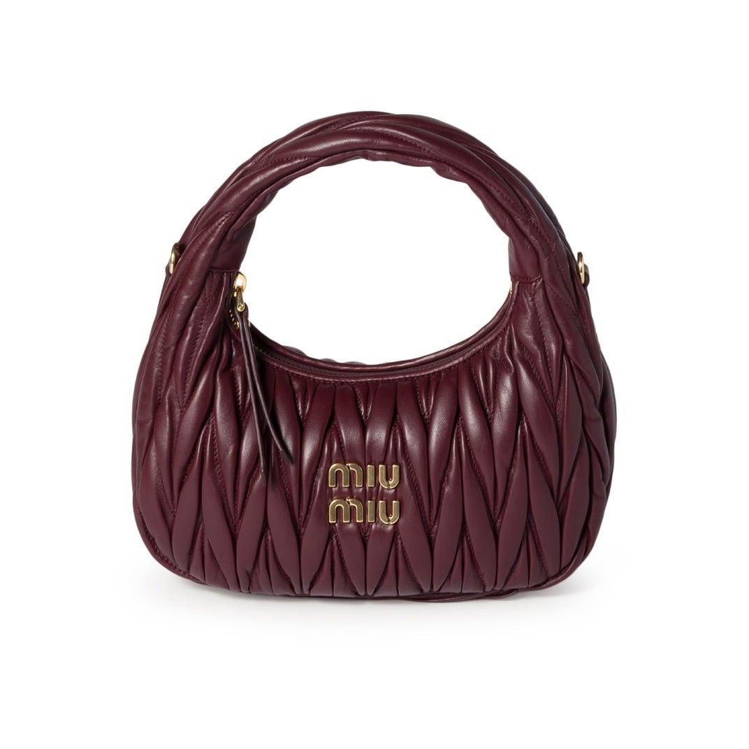 Miu Miu Wander Small $2950 Burgundy Leather Hobo Bag New And, Women's
