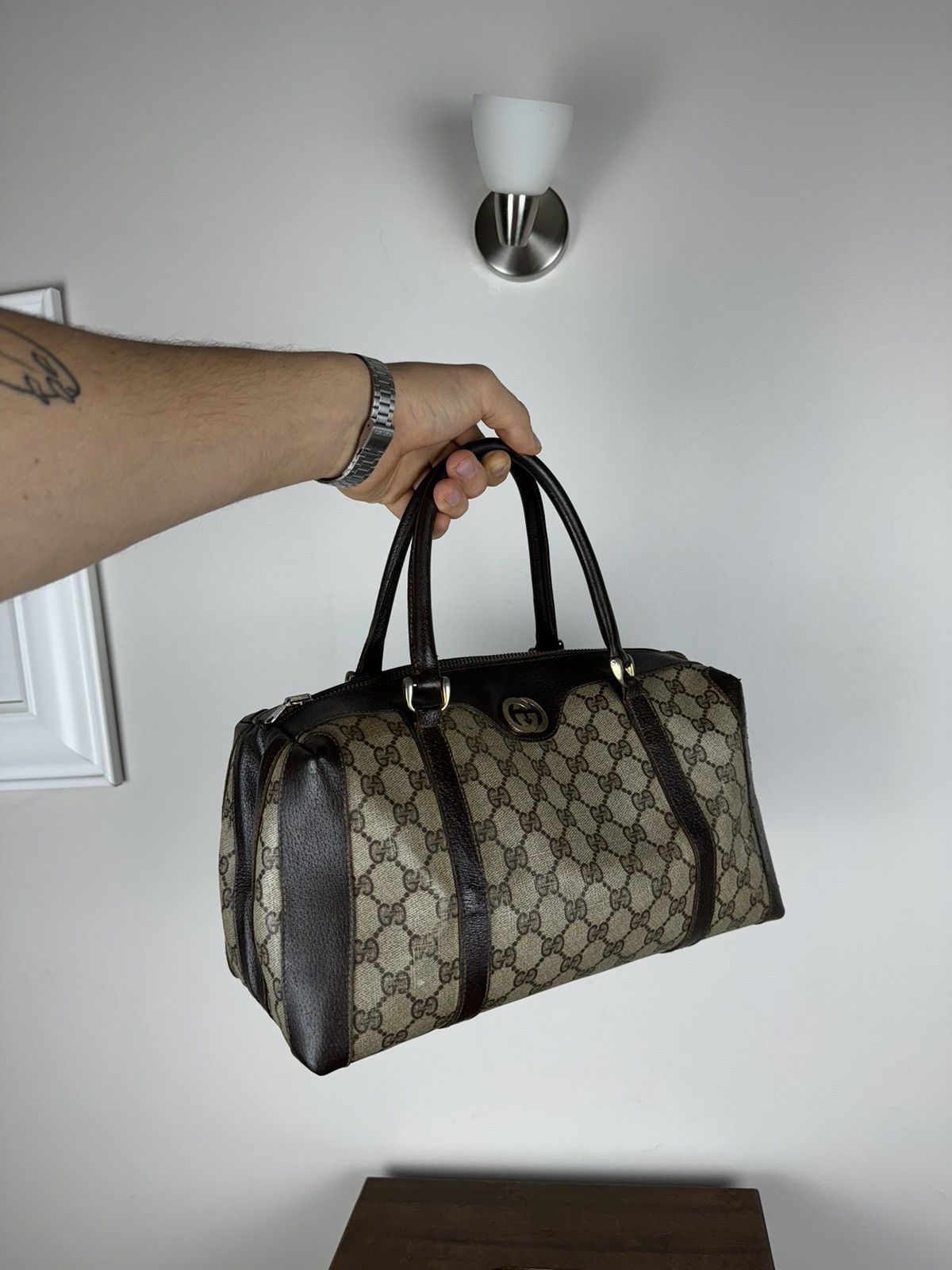 Gucci Luxury vintage rare Gucci leather Boston Bag original item Size ONE SIZE - 1 Thumbnail