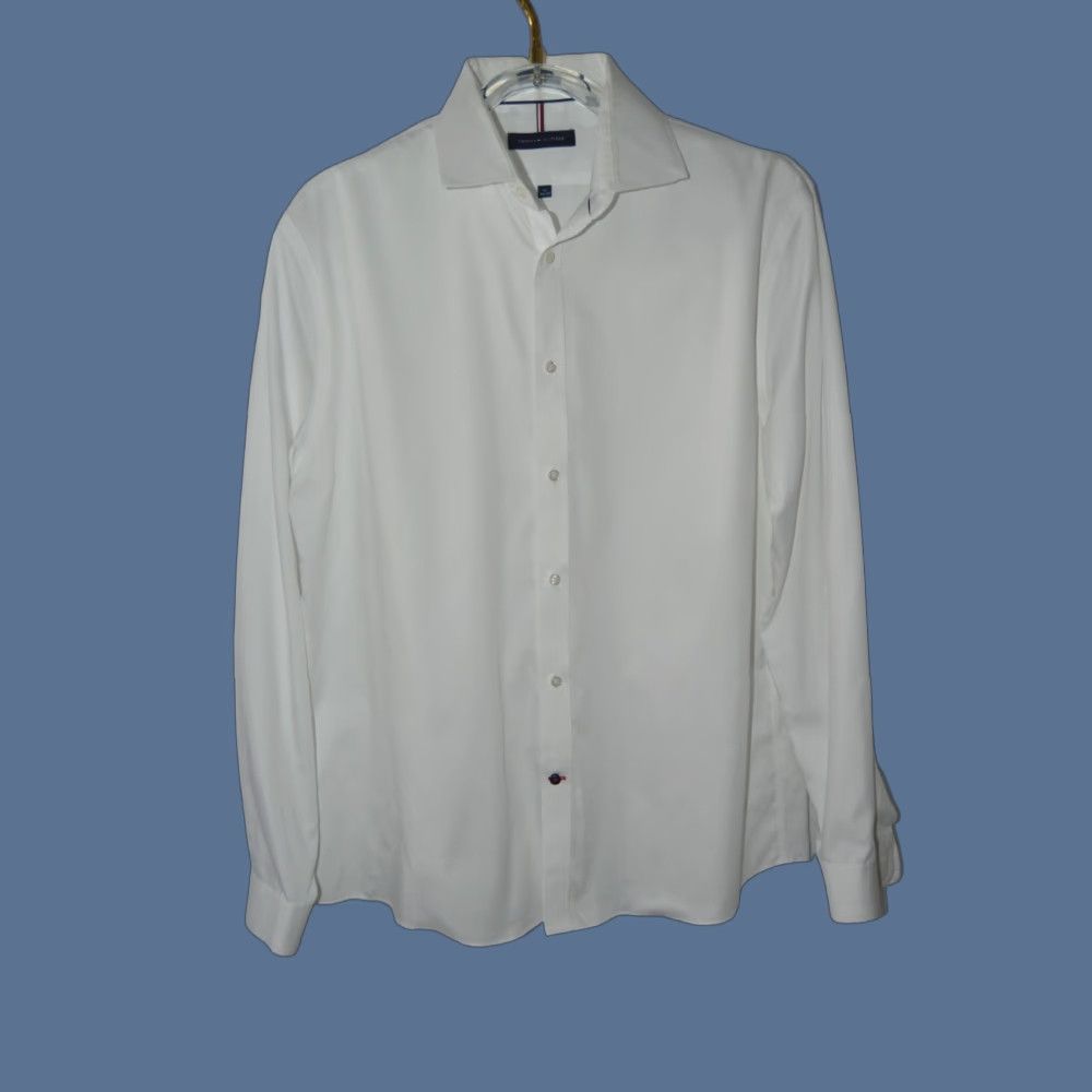 Tommy Hilfiger Tommy Hilfiger Slim Fit Shirt Long-Sleeve Dress Shirt Men 17 White Button-Up Collared Cotton Size US XL / EU 56 / 4 - 1 Thumbnail