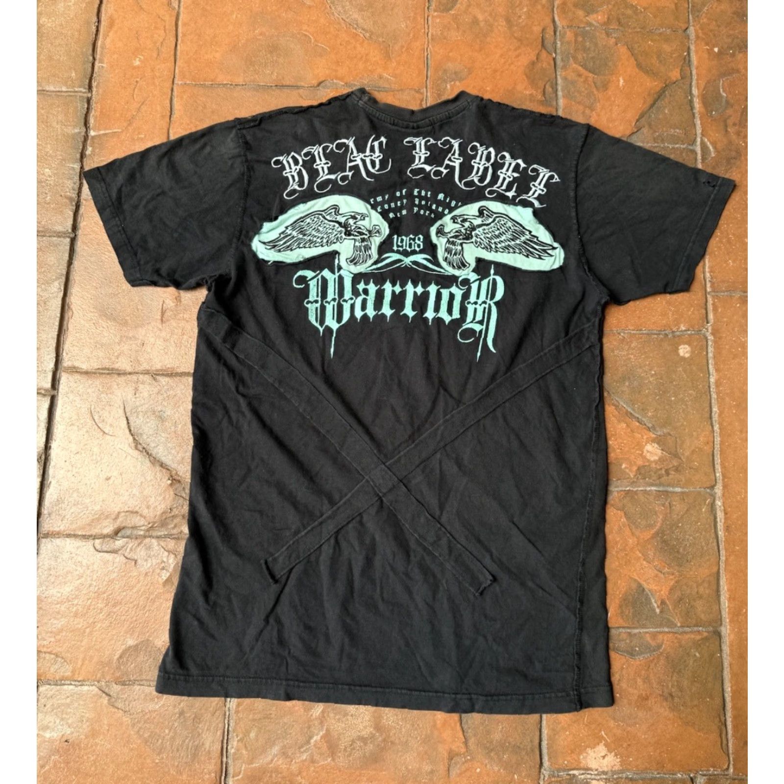 Vintage VINTAGE Black Label Winged Warrior T-Shirt XL Black Crew Neck Short Sleeve Embroidered Logo 90s Grunge Emo Goth Y2K Cyber Mens Mens Size US XL / EU 56 / 4 - 3 Thumbnail