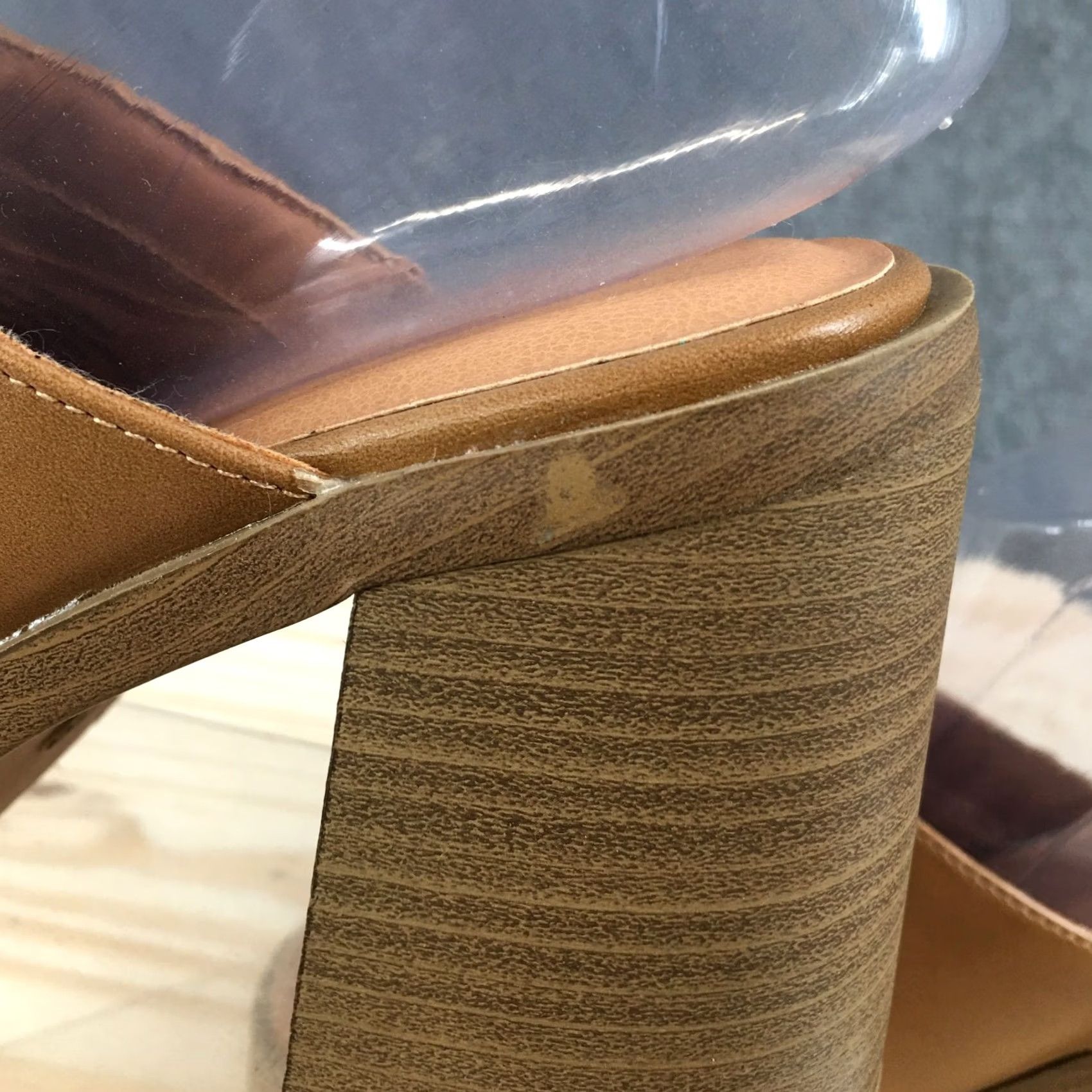 Vintage Universal Thread Sandals Womens 6.5M Platform Mule Brown Leather Slip On Block Heel Womens Shoes Casual Strapless? Size US 7 / IT 37 - 5 Thumbnail