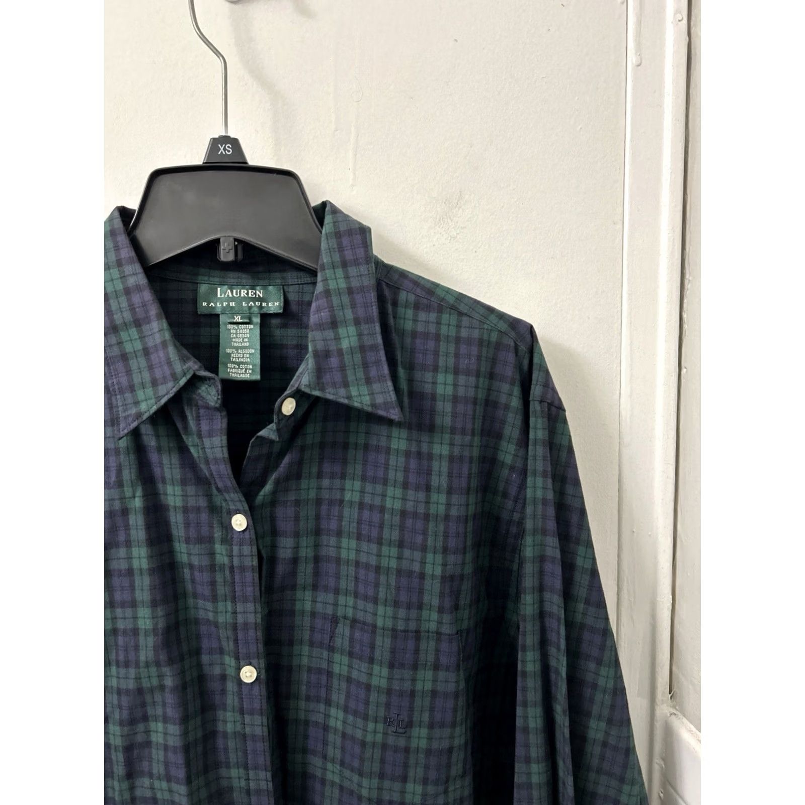 Ralph Lauren Lauren Ralph Lauren Shirt Mens XL Green Purple Plaid Button Down L/S Oxfor d Flannel Size US XL / EU 56 / 4 - 4 Thumbnail