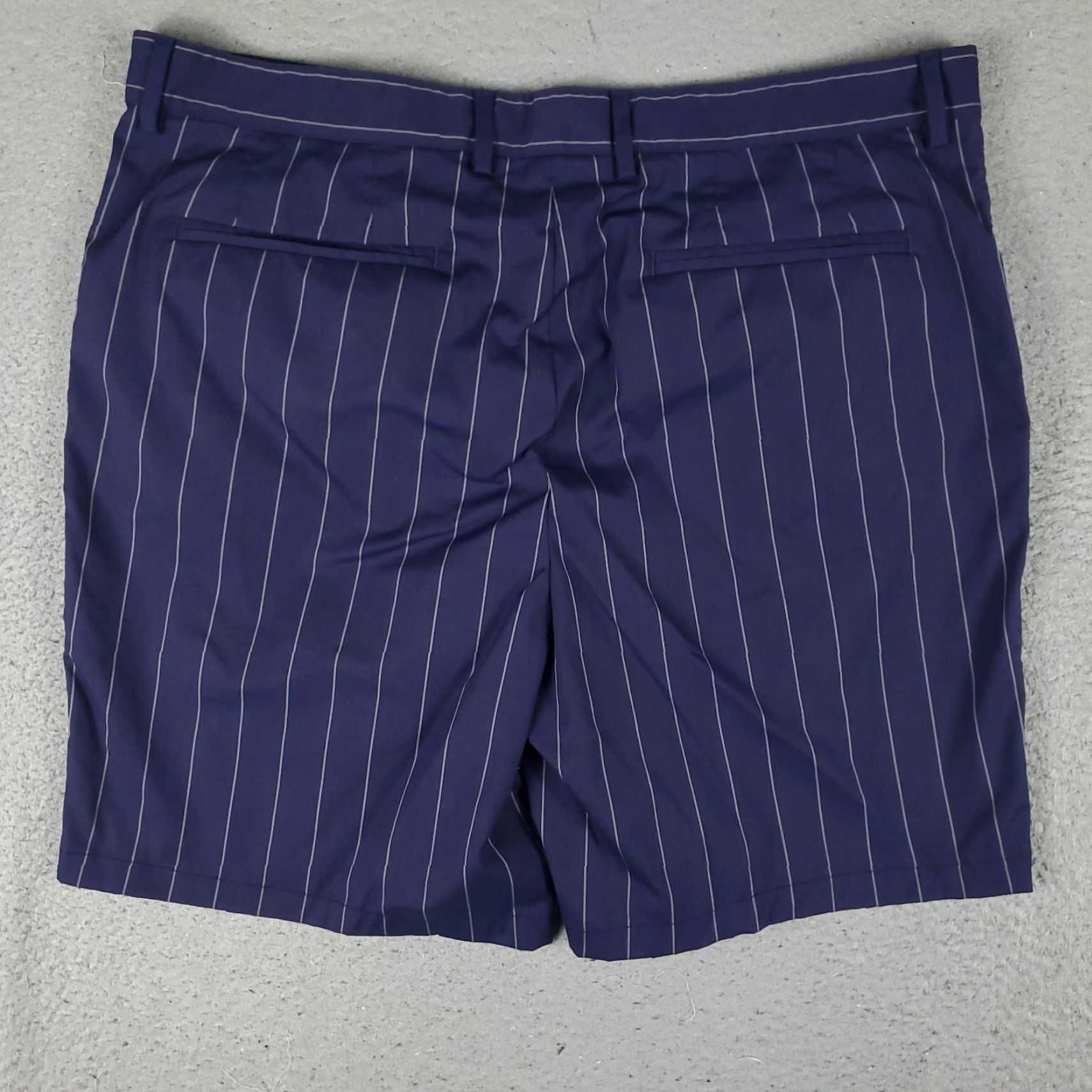 Vintage Zero Restriction Shorts Mens Blue Striped Size 38 Slash Pockets Flat Front Chino Size US 38 / EU 54 - 4 Thumbnail