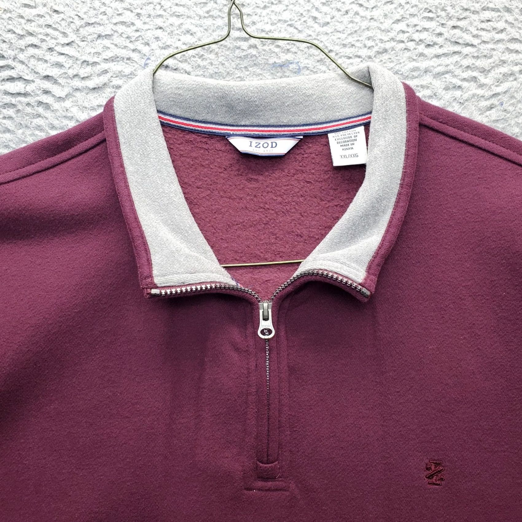 Izod IZOD Mens Sweatshirt Burgundy Fleece Lined Embroidered Logo 1/4 Zip XL/XXL Size: Mens Size 2XL Size US XXL / EU 58 / 5 - 5 Thumbnail