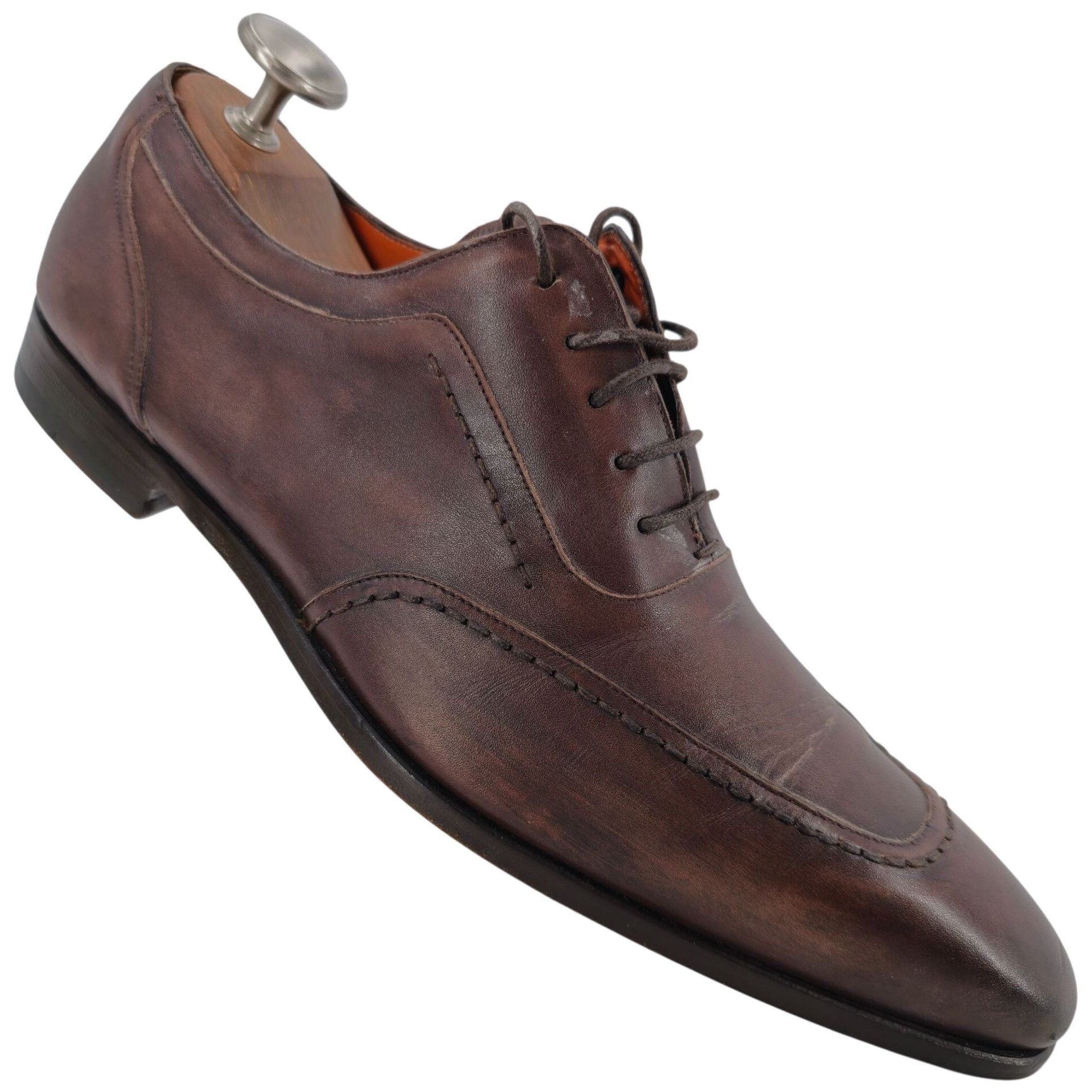 Mezlan Burnished Brown Leather Dress Shoes Men 10.5 Oxfords