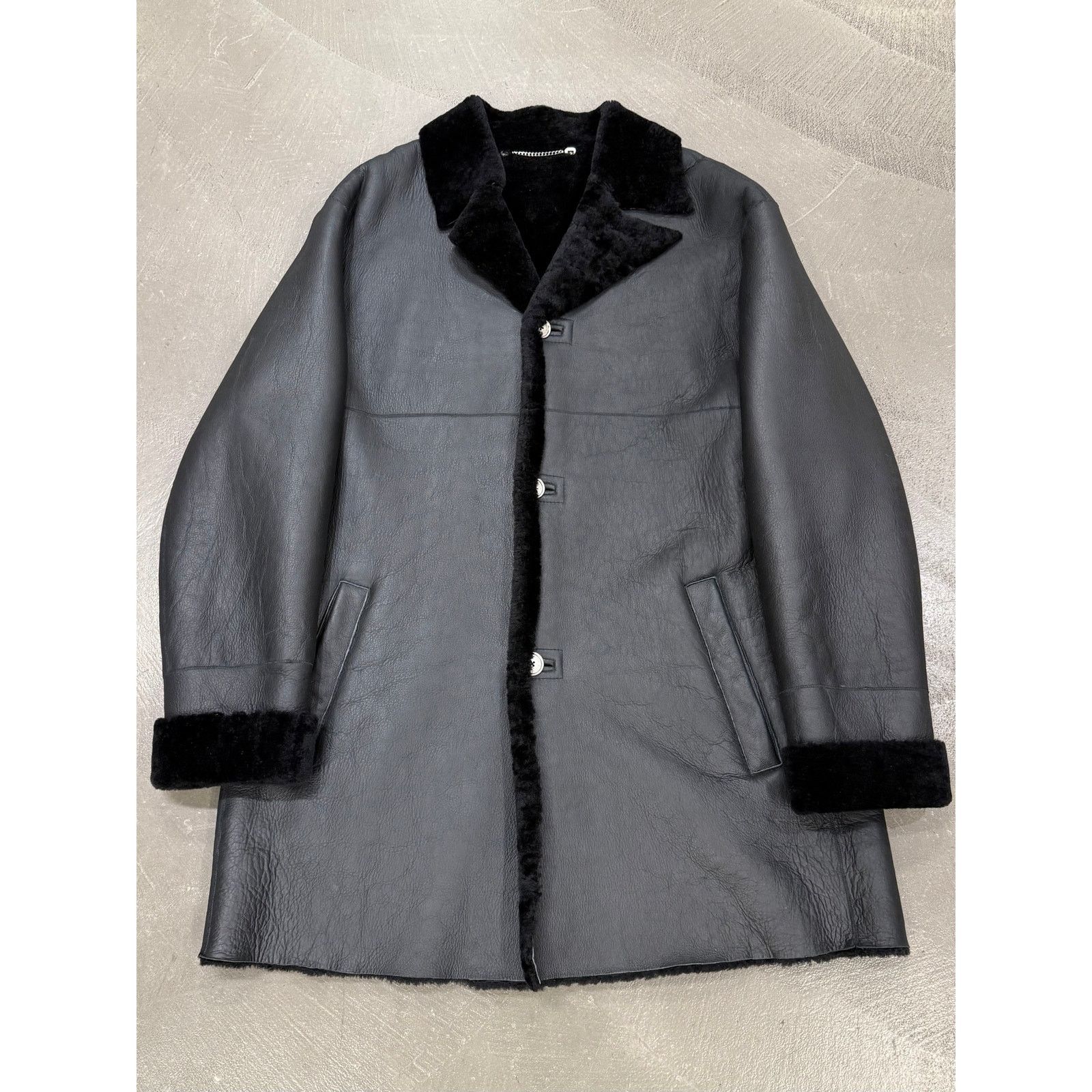 Claude Montana 1980s Claude Montana black shearling leather coat Size ONE SIZE - 1 Thumbnail
