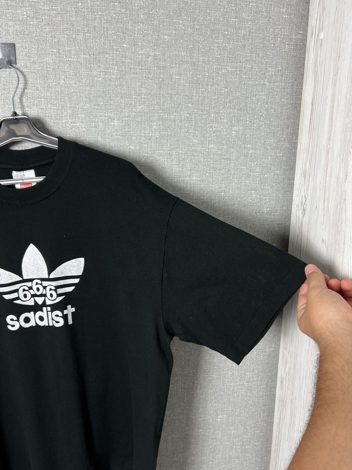 Vintage 90s 666 Sadist Adidas Trefoil Logo Tee Archaic Smile