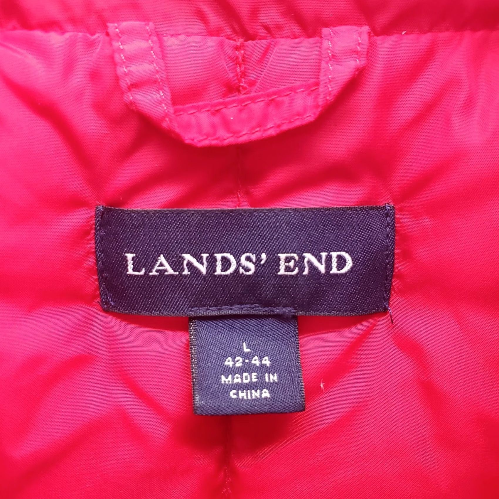 Lands' End Lands' End Goose Down Puffer Jacket Mens Large Red Lined Mock Neck Snap Front Jacket Size US L / EU 52-54 / 3 - 5 Thumbnail