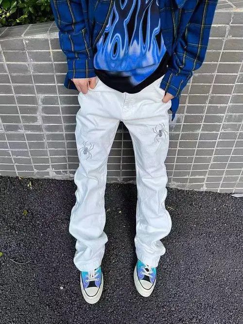 VIBE White Spider Embroidered Zip Casual Jeans Size US 34 / EU 50 - 1 Thumbnail