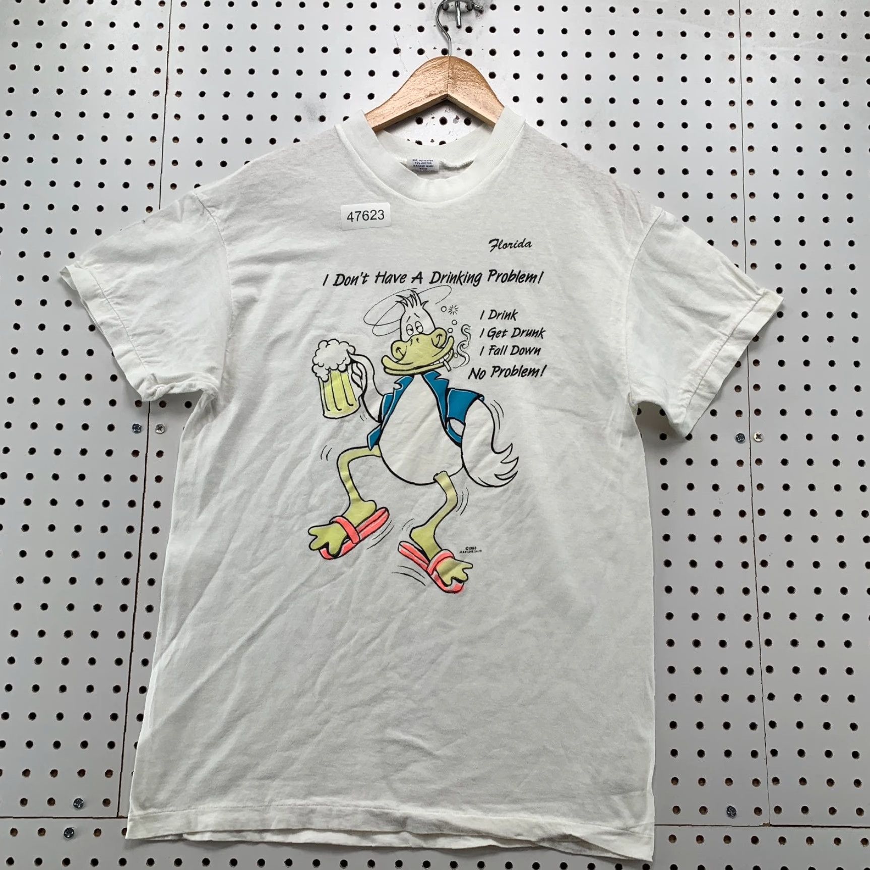 Vintage Vintage Funny Beer Duck T Shirt Mens L White Drinking Problem Single Stitch Size US L / EU 52-54 / 3 - 2 Thumbnail