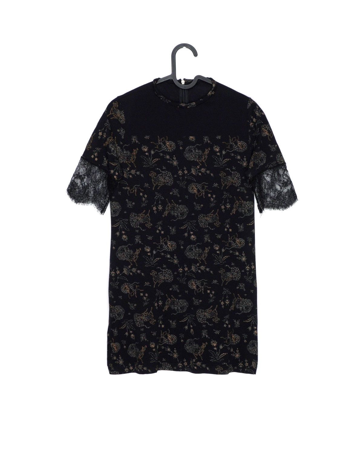 image of Prada 2010 Linea Rossa Tiger Black Floral Blouses Top Dress, Women's (Size Small)