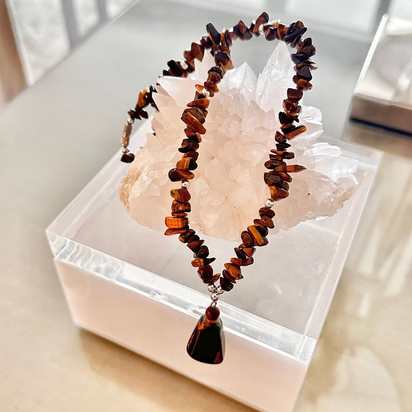 The Unbranded Brand Vintage Tiger’s Eye Necklace – Gemstone Chips Size ONE SIZE - 2 Thumbnail