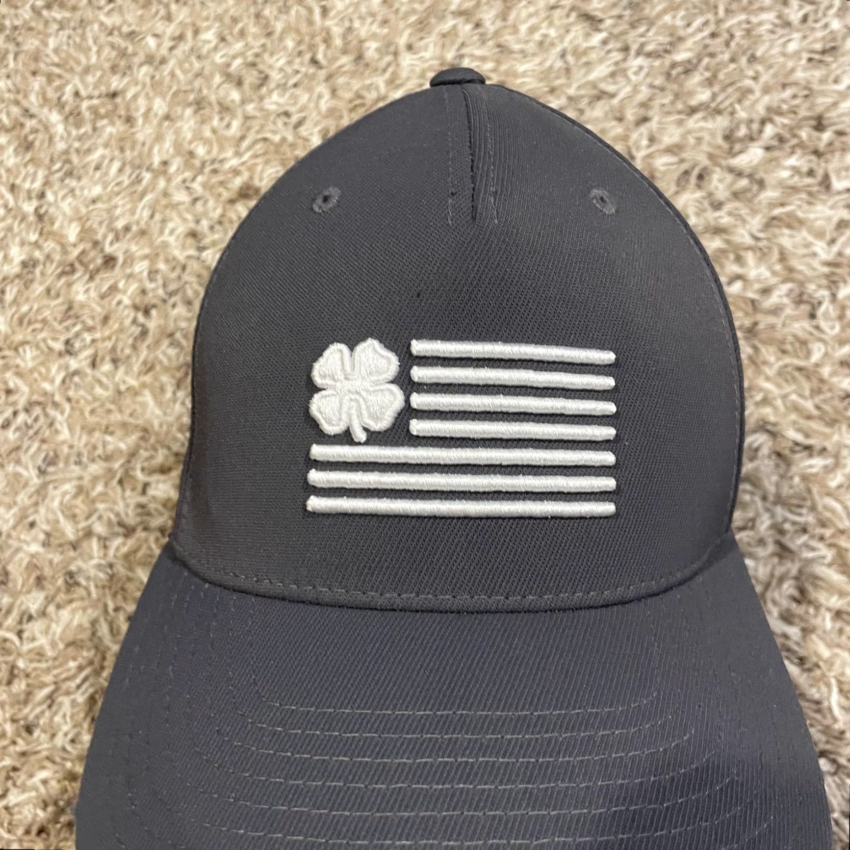 Vintage Black Clover Hat Snap Back One Size Grey American Flag Live Lucky Baseball Mens Size ONE SIZE - 3 Thumbnail