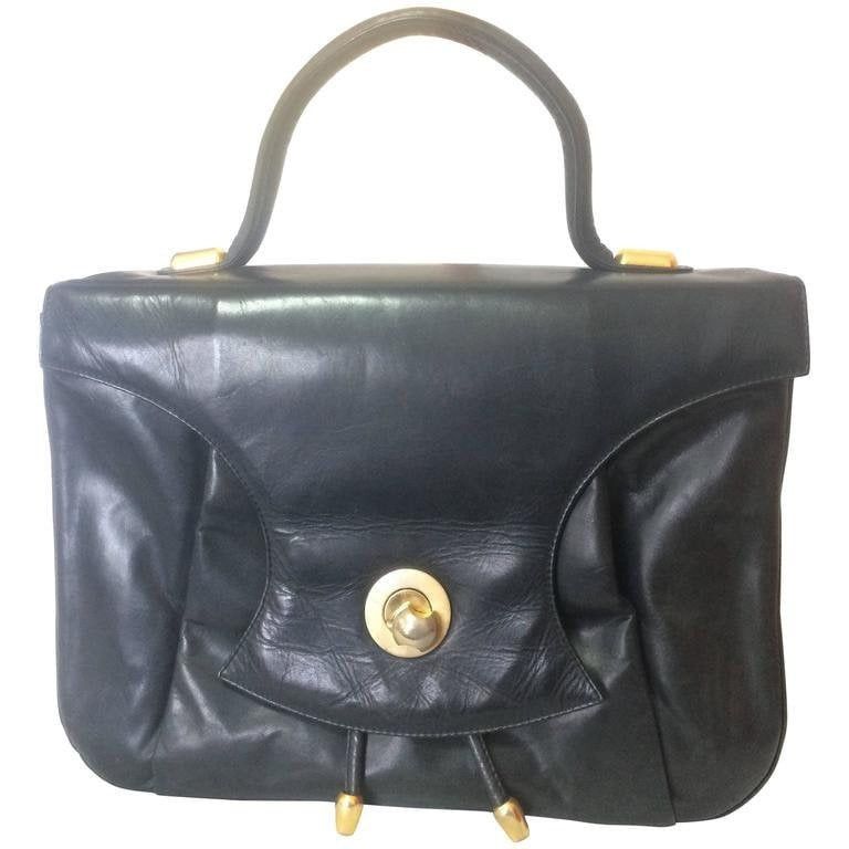 Bally vintage black leather handbag on sale