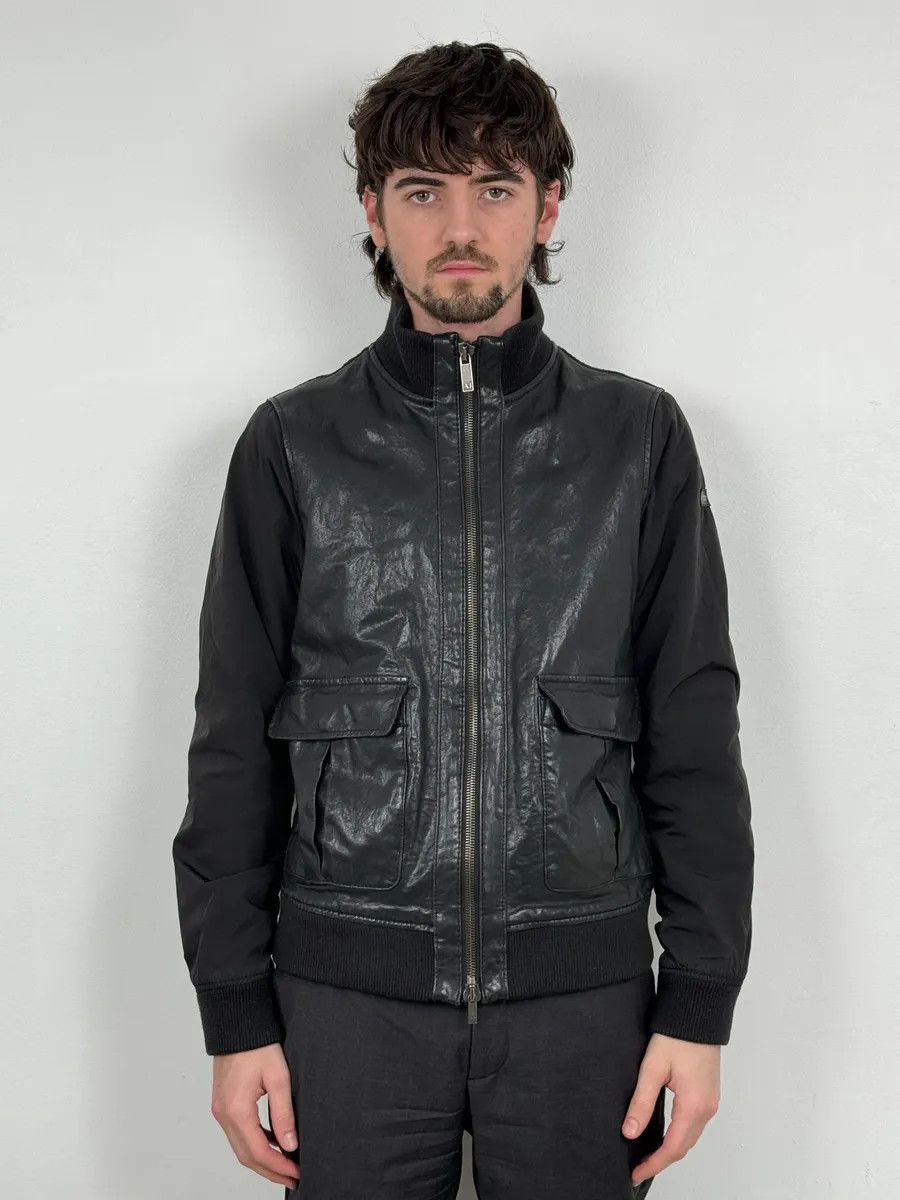 Armani 2000s Armani Hybrid Black Leather Nylon Jacket Size US M / EU 48-50 / 2 - 1 Thumbnail