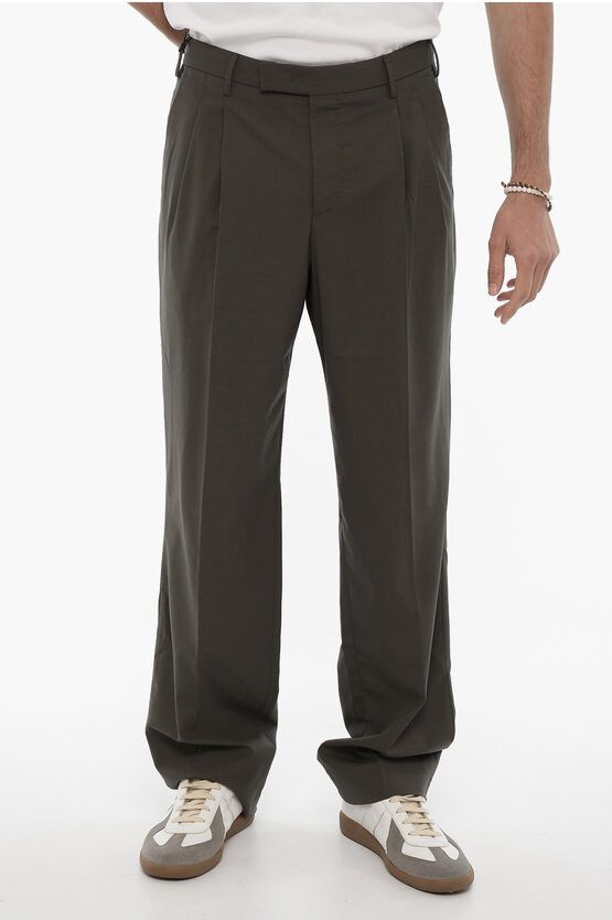 image of Pt01 Double-Pleat Loose Fit Pants in Grey, Men's (Size 32)