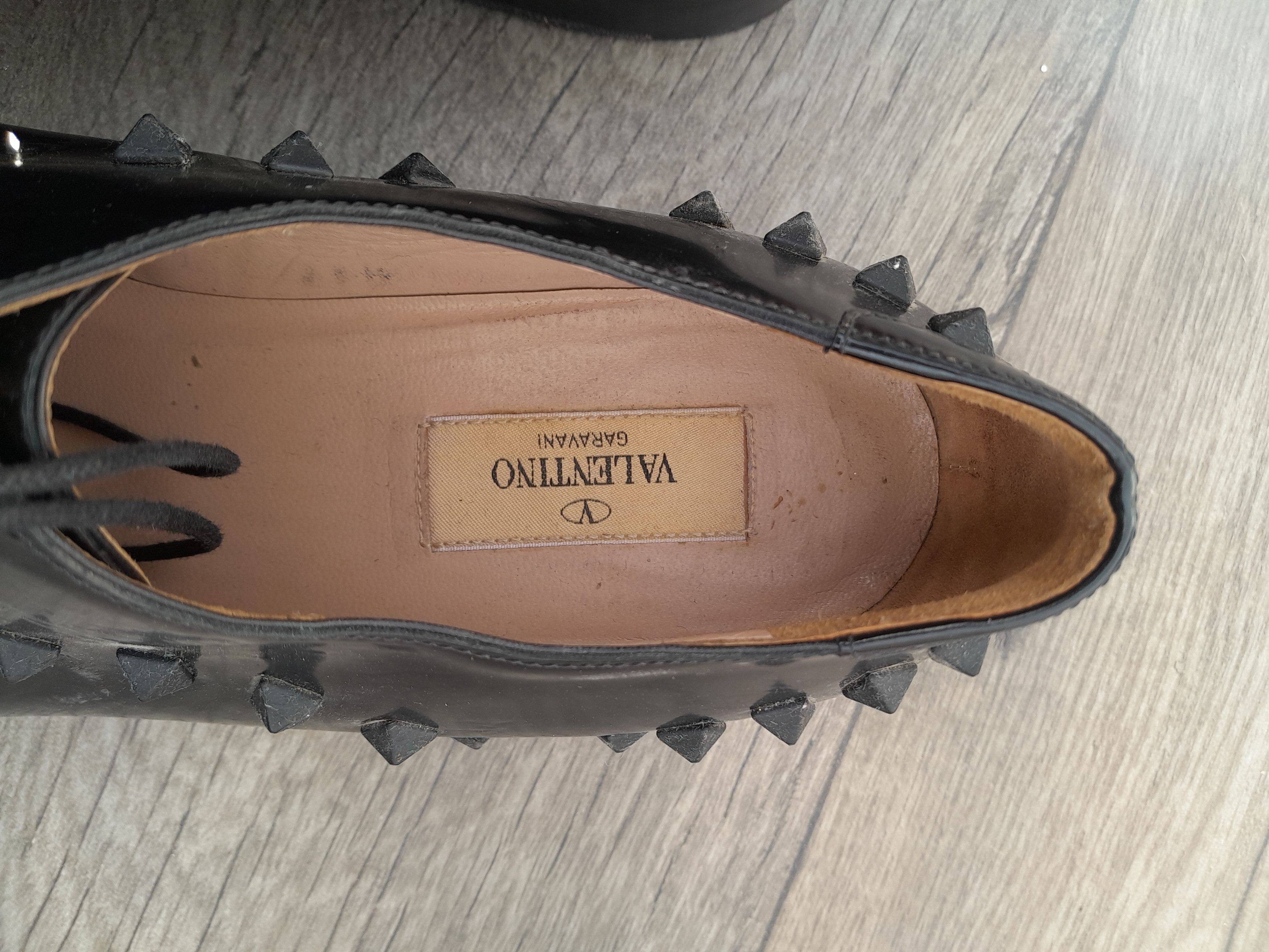 Valentino Valentino Garavani Black Leather Rockstud Lace Up Oxfords Size US 9.5 / IT 39.5 - 3 Thumbnail