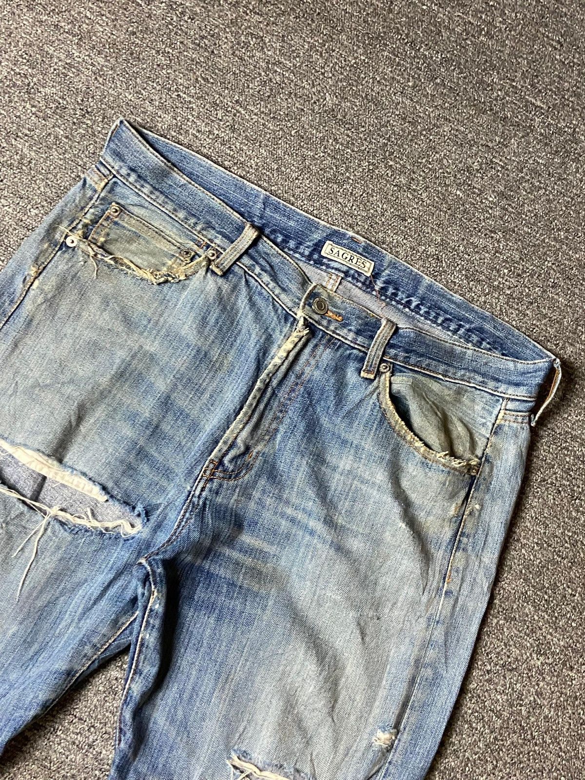Japanese Brand × Vintage Vintage SAGRES Distressed Denim Ripped Jeans (119) Size US 35 - 3 Thumbnail