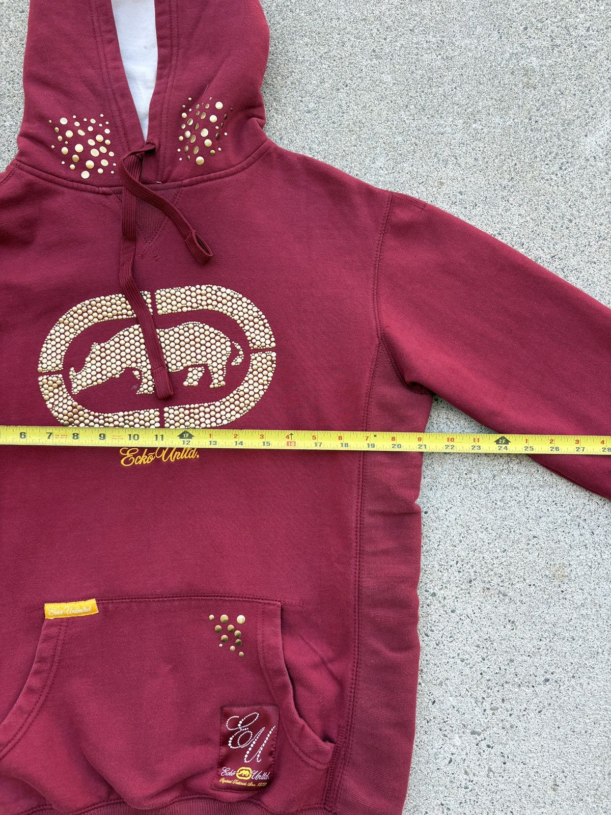 Ecko Unltd. Y2K ECKO UNLTD Rhino Rhinestones Burgundy/Gold Hoodie Size S Size US S / EU 44-46 / 1 - 7 Thumbnail