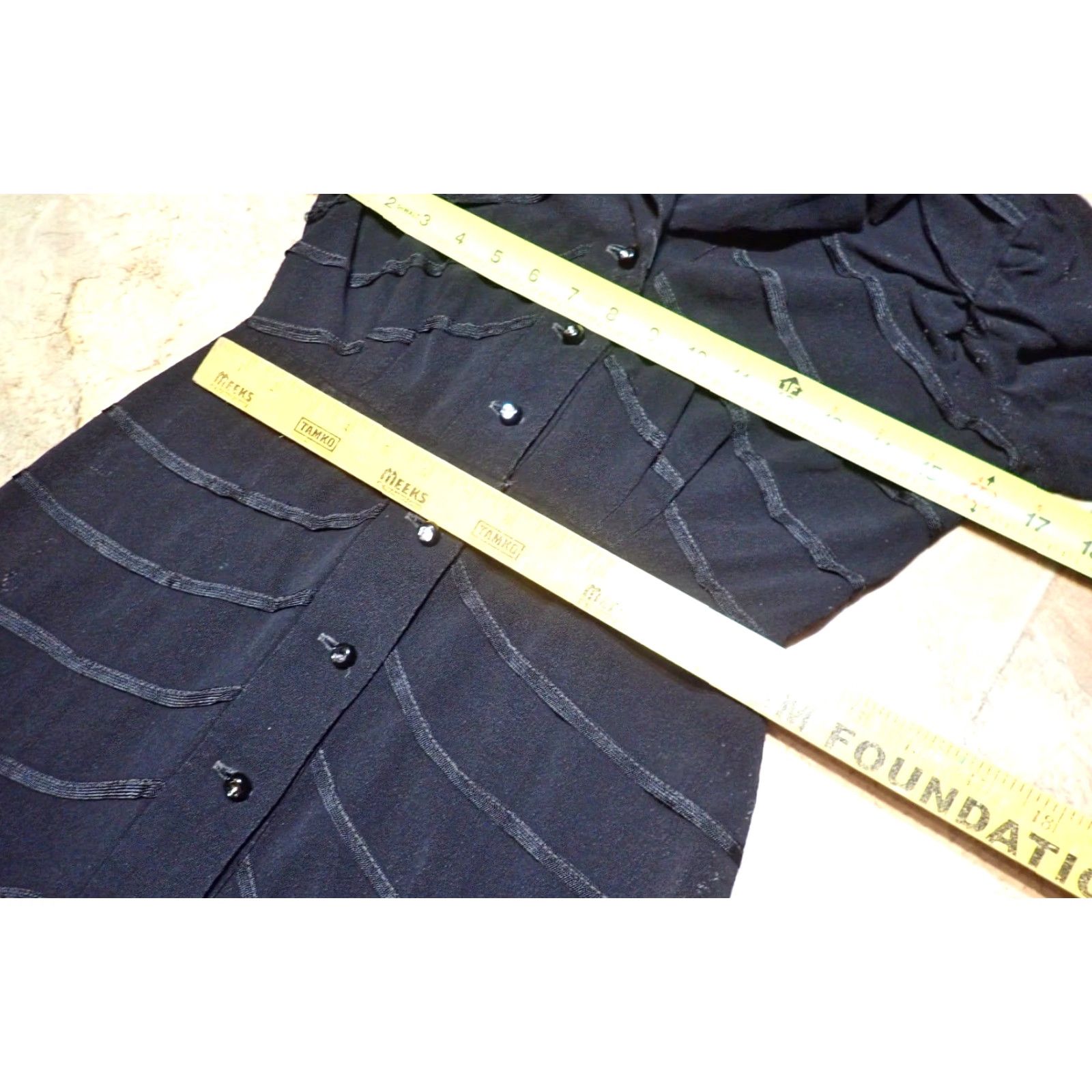 Vintage VINTAGE Rare 1930's 40's Womens XS Black Rayon Wool? Dress Rhinestone Button Maxi 32" 38" 24" Waist 26" Decade 1940s Clubwear Mens Womens Girls Size XS / US 0-2 / IT 36-38 - 6 Thumbnail