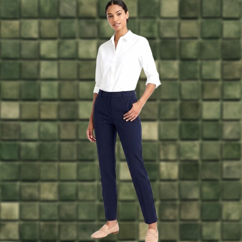 J.Crew VINTAGE J.CREW Cameron Pants High Rise Slim 12T Tall Navy Blue Four-Season Stretch Dress Slacks Woman Pants Size 34" / US 12 / IT 48 - 1 Thumbnail