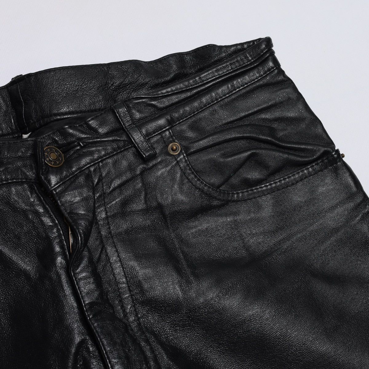 Genuine Leather Vintage Biker Leather Pants ykk Gore Size US 33 - 9 Thumbnail