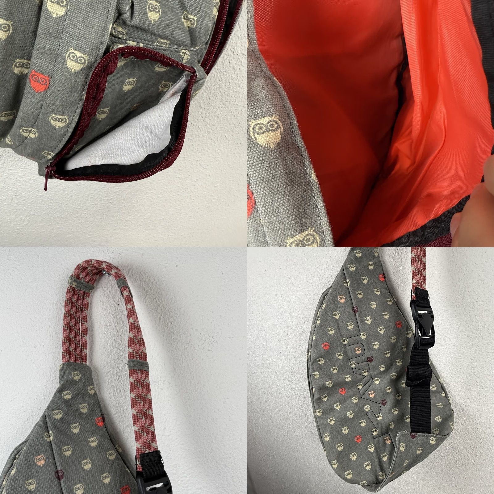 KAVU KAVU Rope Sling Bag Crossbody Gray Owls Nature Hiking Adjustable Shirt? Size ONE SIZE - 9 Thumbnail