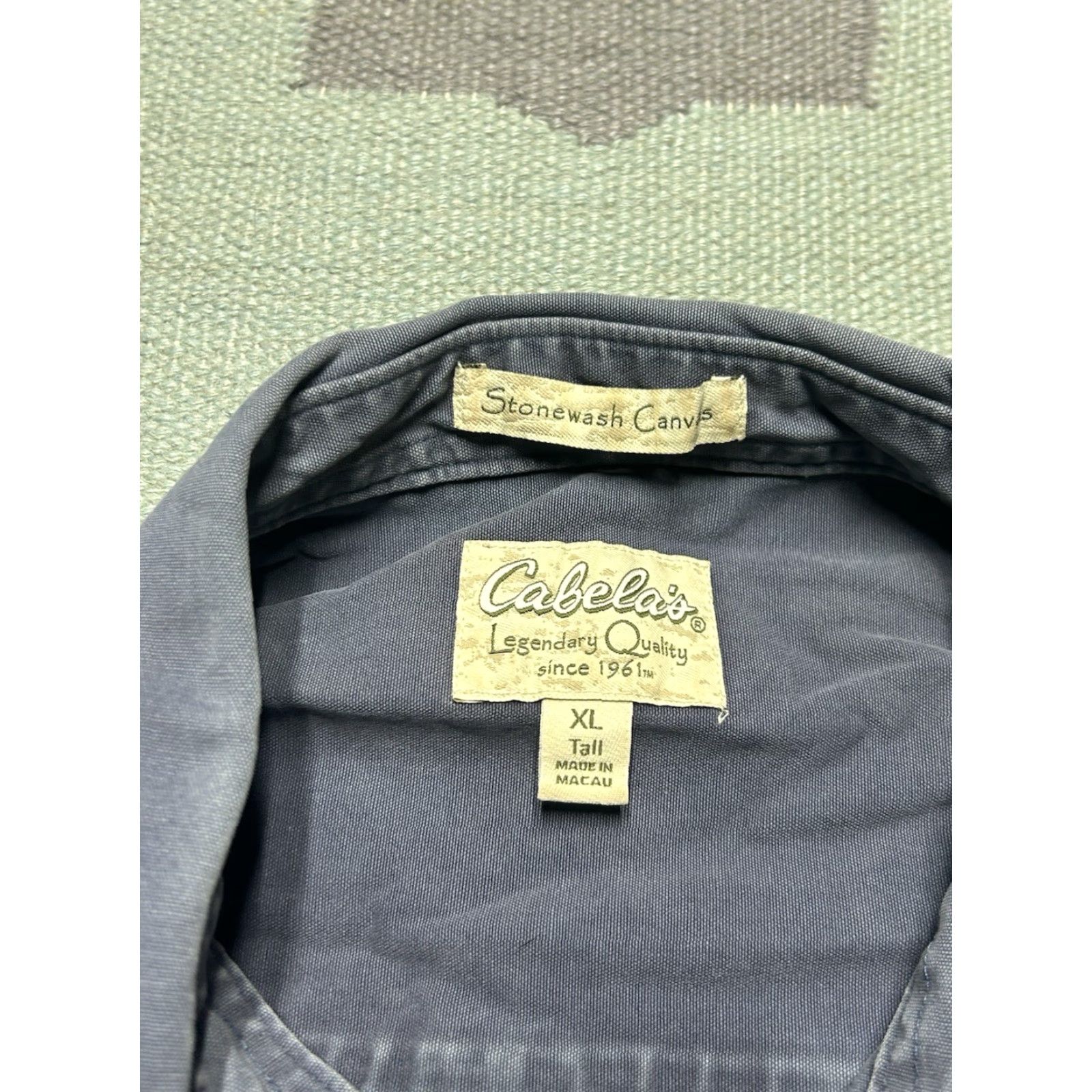 Vintage VINTAGE Cabela's Shirt Short Sleeve Button-Up Canvas Cotton Blue XL Tall Men Size US XL / EU 56 / 4 - 5 Thumbnail