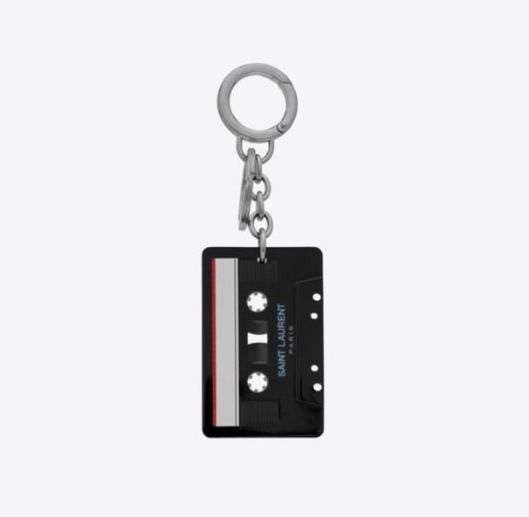 image of Saint Laurent Paris Oc11Z0124 Saint Laurent Cassette Tape Keyring In Black, Men's