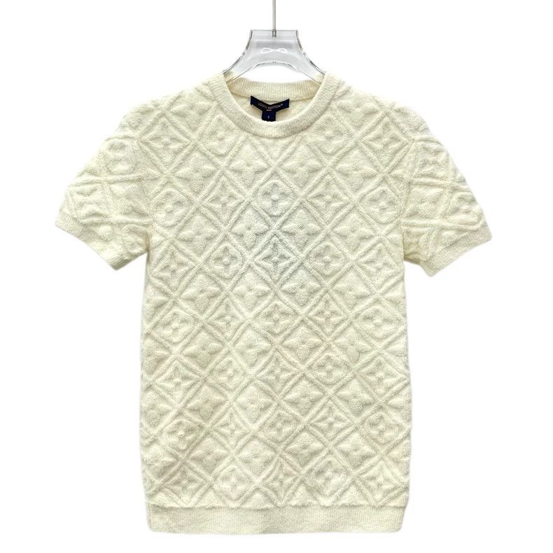 Louis Vuitton Louis Vuitton 24 cream-embossed logo full-print wool crewn Size S / US 4 / IT 40 - 1 Thumbnail