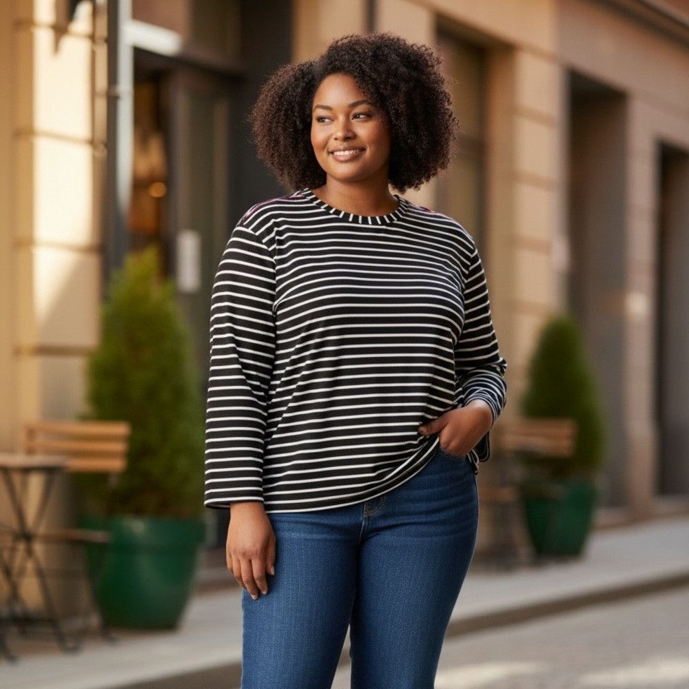 Other NWT New Jane And Delancey Striped Long Sleeve Rayon Top Siz Size XL / US 12-14 / IT 48-50 - 1 Thumbnail
