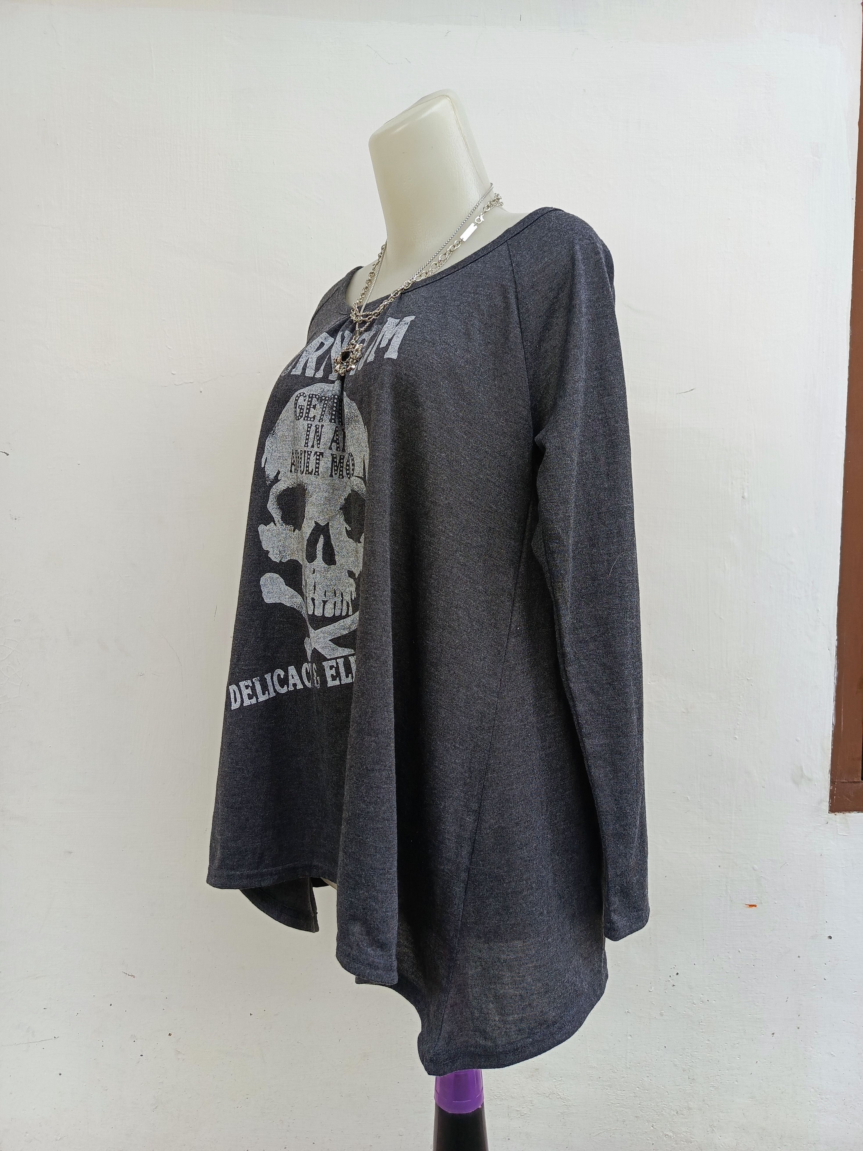 Japanese Brand Chami Chami Skull Print Top Grunge Gothic Size L / US 10 / IT 46 - 6 Thumbnail