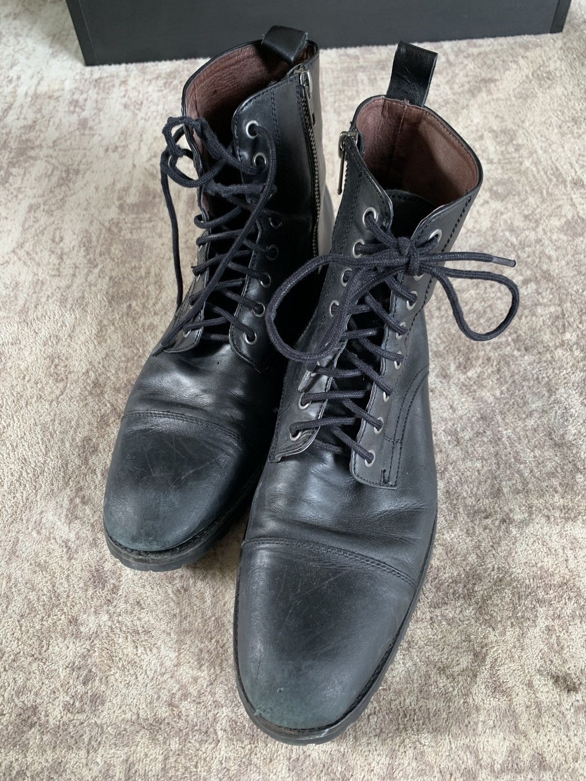 Other Blake McKay Bryan Black Leather Cap Toe Combat Boot Side Zip Size US 9 / EU 42 - 2 Thumbnail