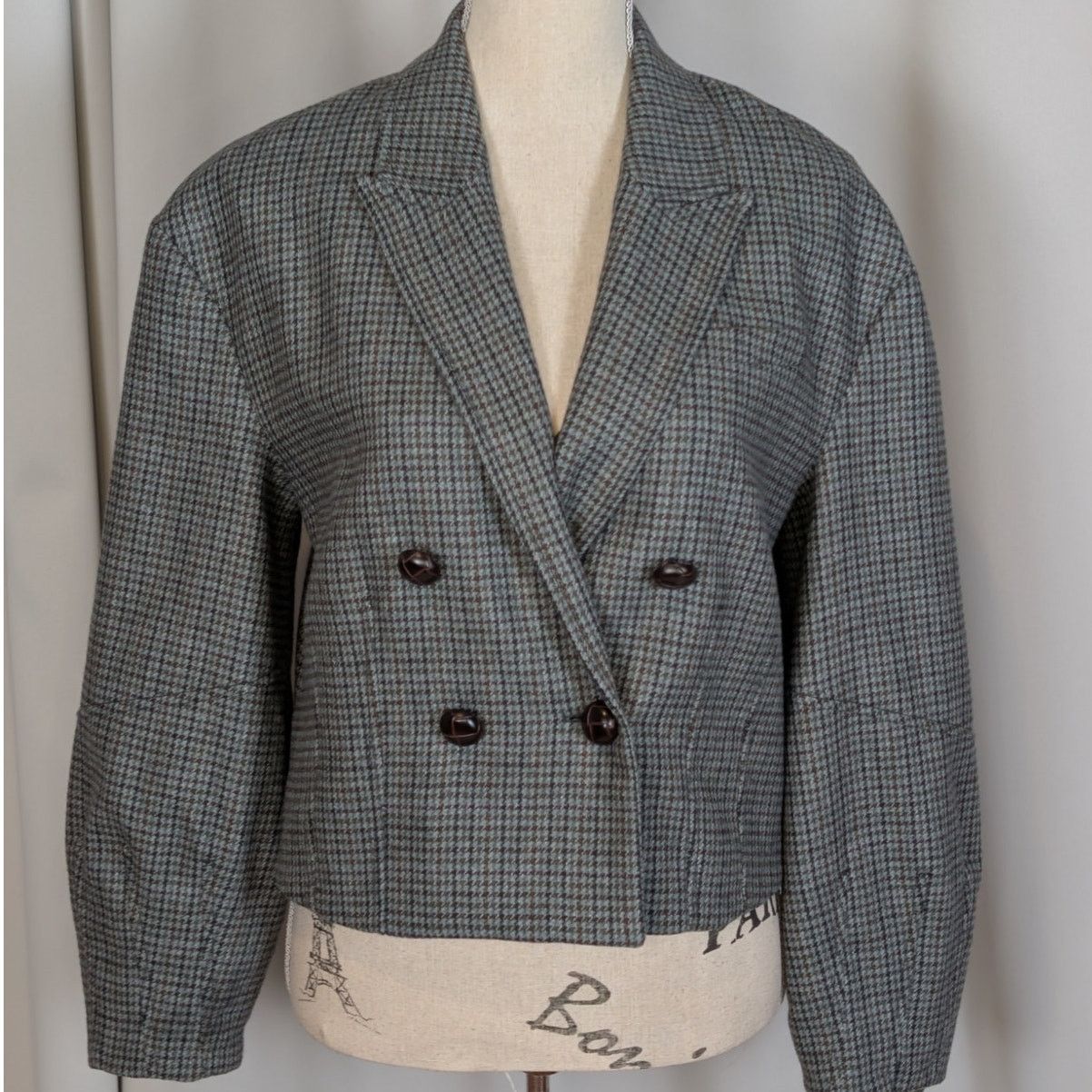 Veronica Beard Veronica Beard Sybille Cropped Houndstooth Wool Blend Blazer Size M / US 6-8 / IT 42-44 - 19 Thumbnail