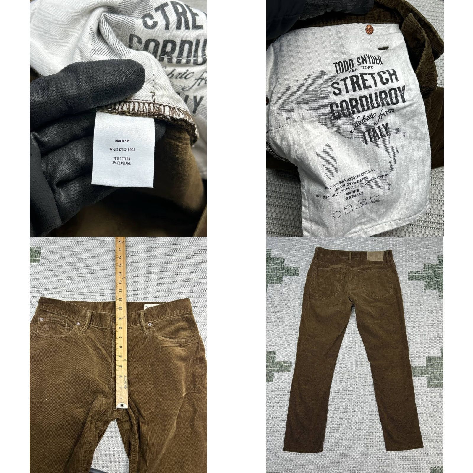 Todd Snyder Todd Snyder New York Corduroy Pants Mens 31 Brown Stretch Mid Rise Straight Leg Size US 31 - 8 Thumbnail