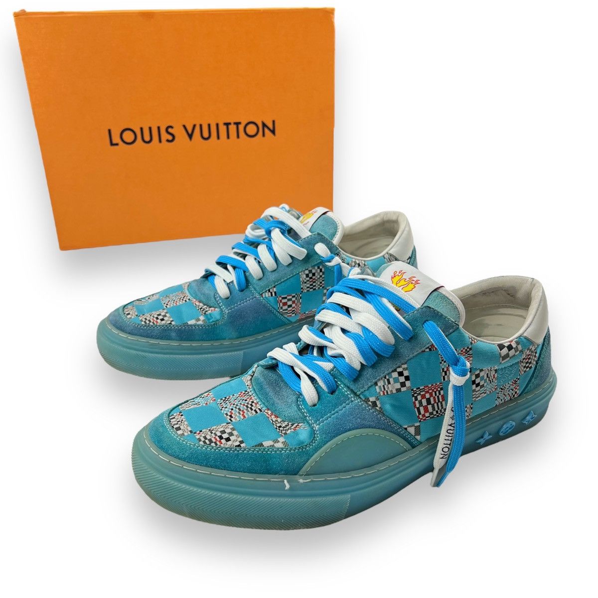 Louis Vuitton Louis Vuitton Ollie Blue Distorted Damier Trainers Size US 9 / EU 42 - 1 Thumbnail