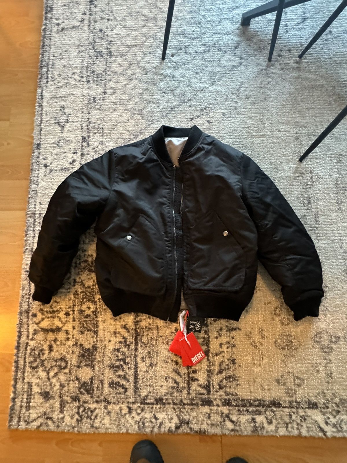 Image of Diesel J Mattan Reversible Bomber in Black, Men's (Size Small)