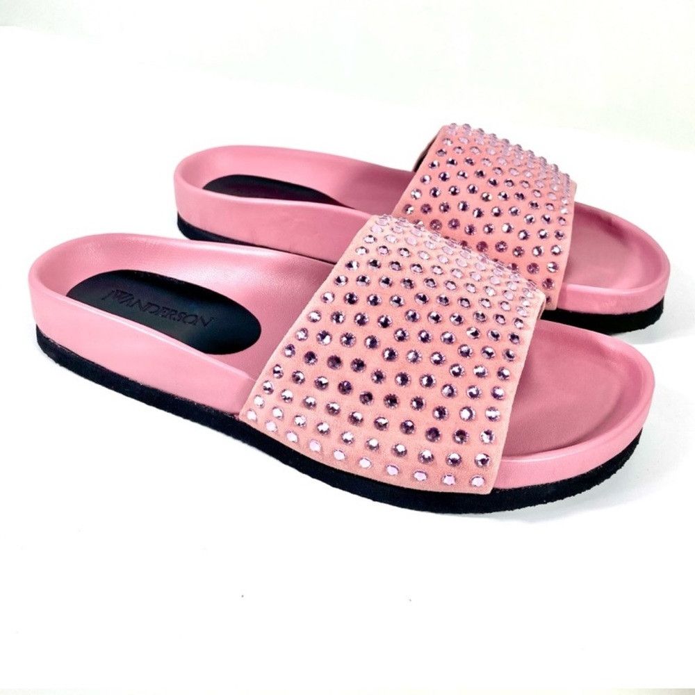 JW Anderson NEW JW ANDERSON Pink Suede Crystal Italian Leather Sandals Size US 9 / IT 39 - 1 Thumbnail