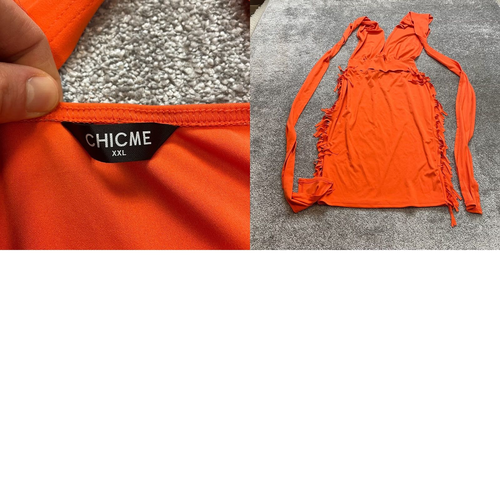 B Sides Chicme Dress Womens XXL Orange Halter Strappy Fringed Sides Solid Midi Party Size XXL / US 16-18 / IT 52-54 - 8 Thumbnail