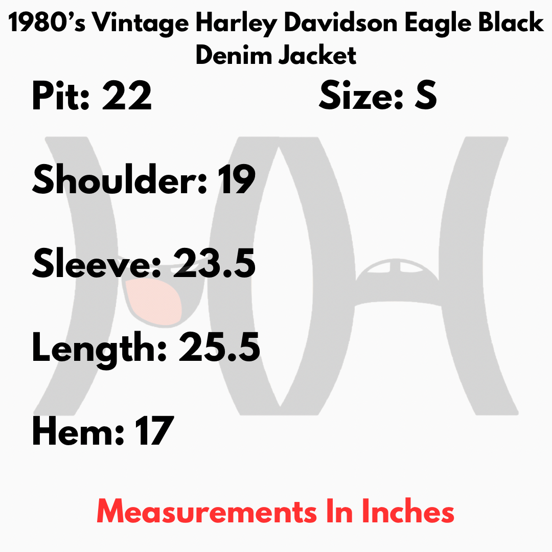 Harley Davidson × Vintage 1980’s Vintage Harley Davidson Eagle Black Denim Jacket Size S / US 4 / IT 40 - 6 Thumbnail
