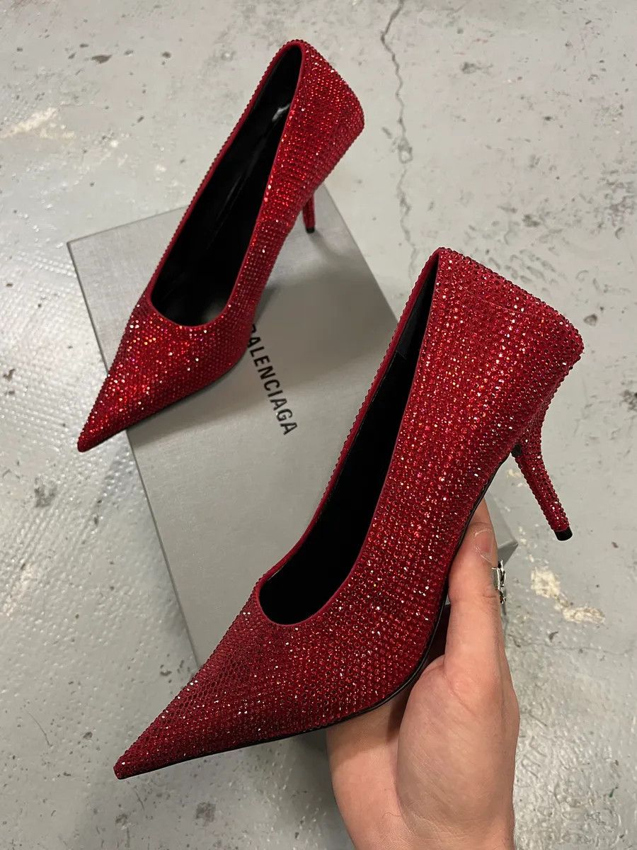 Balenciaga Balenciaga Red Strass Heels Size US 6 / IT 36 - 1 Thumbnail