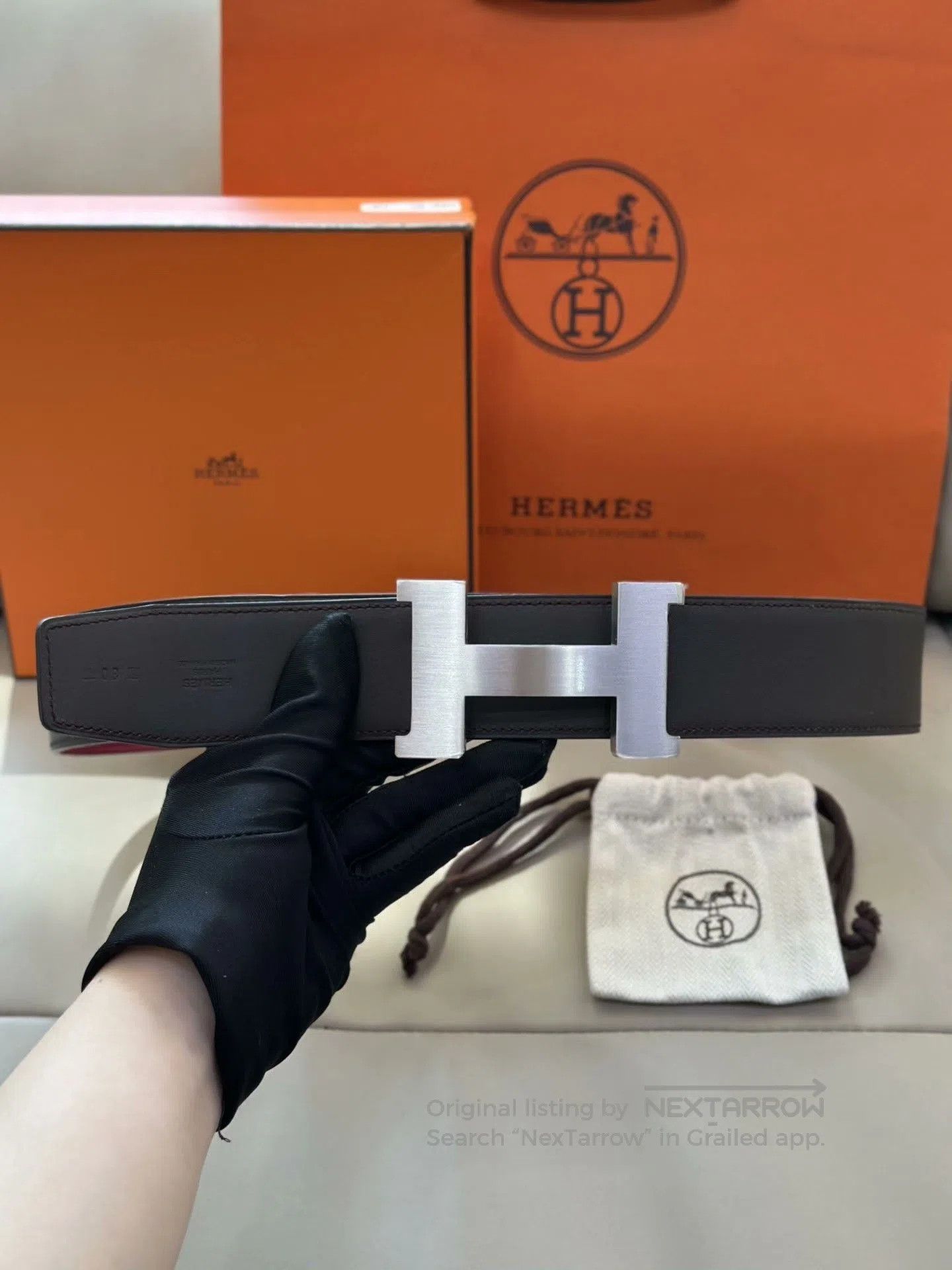 Hermes Hermes Burgundy-Brown Leather Belt. Size ONE SIZE - 2 Thumbnail