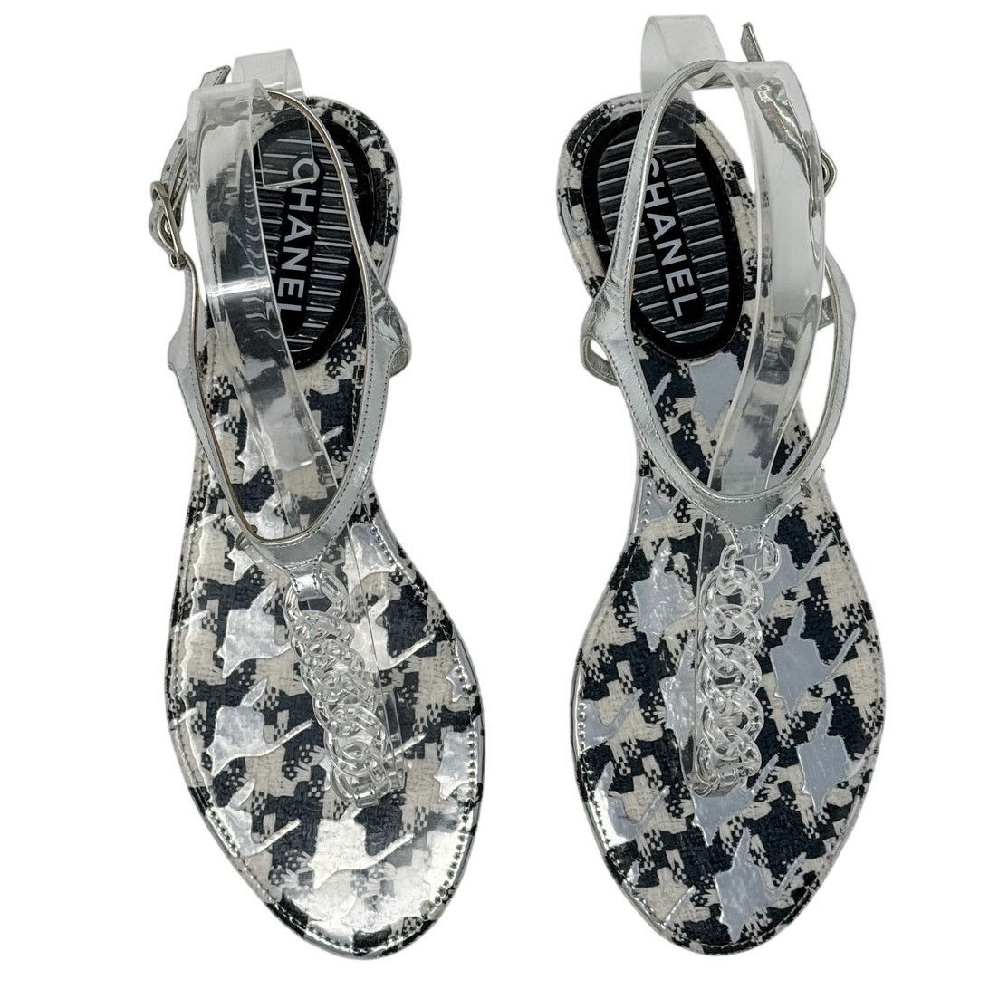 Chanel Chanel Clear Chain CC Logo Houndstooth Thong Sandal size 39 Size US 9 / IT 39 - 4 Thumbnail
