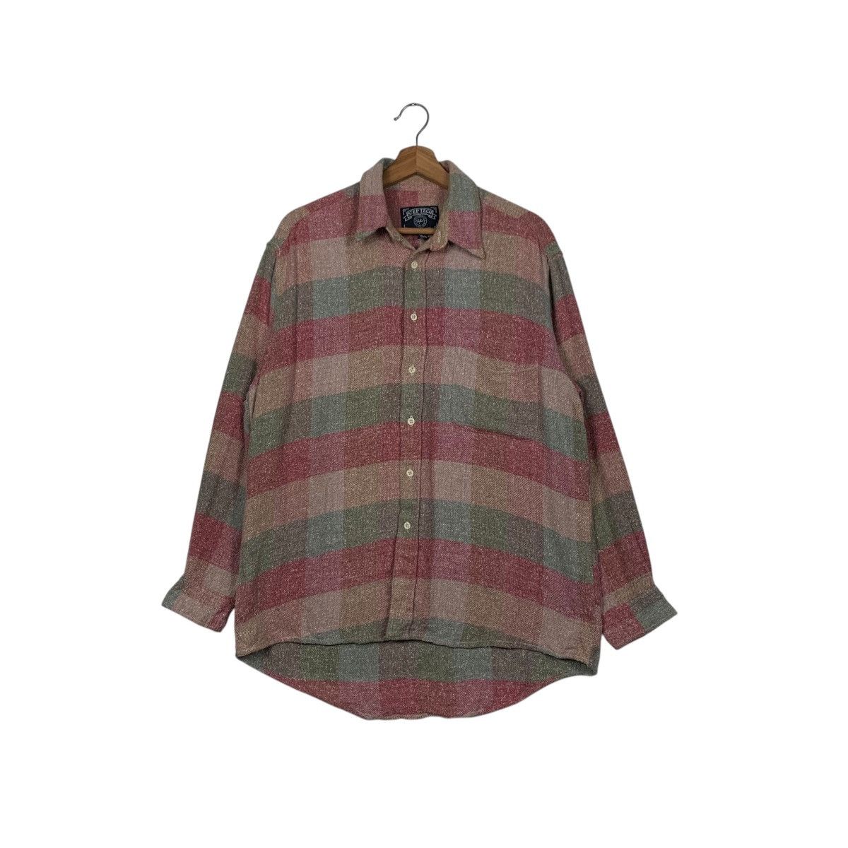 STEP TECH Checked Tartan Pink Flannel Work Shirt #1674-C74
