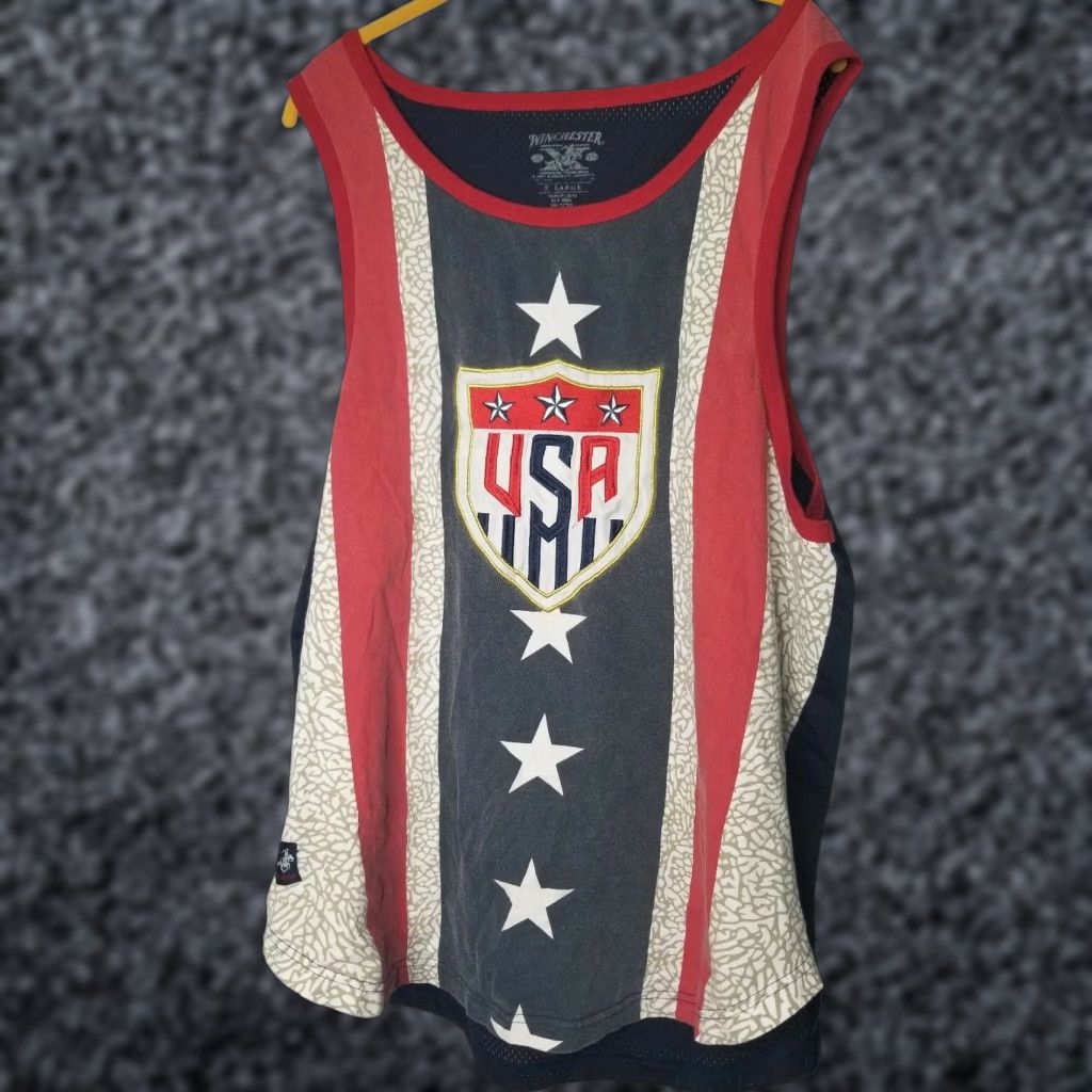 Etro VINTAGE Winchester Mens XL Patriotic Embroidered Muscle Tank Top Cotton Blue Casual Sleeveless 2000s Men's Size US XL / EU 56 / 4 - 1 Thumbnail