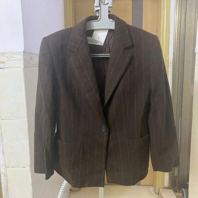 Max Mara MaxMara Brown Wool Women's Jacket 0089 Size ONE SIZE - 1 Thumbnail