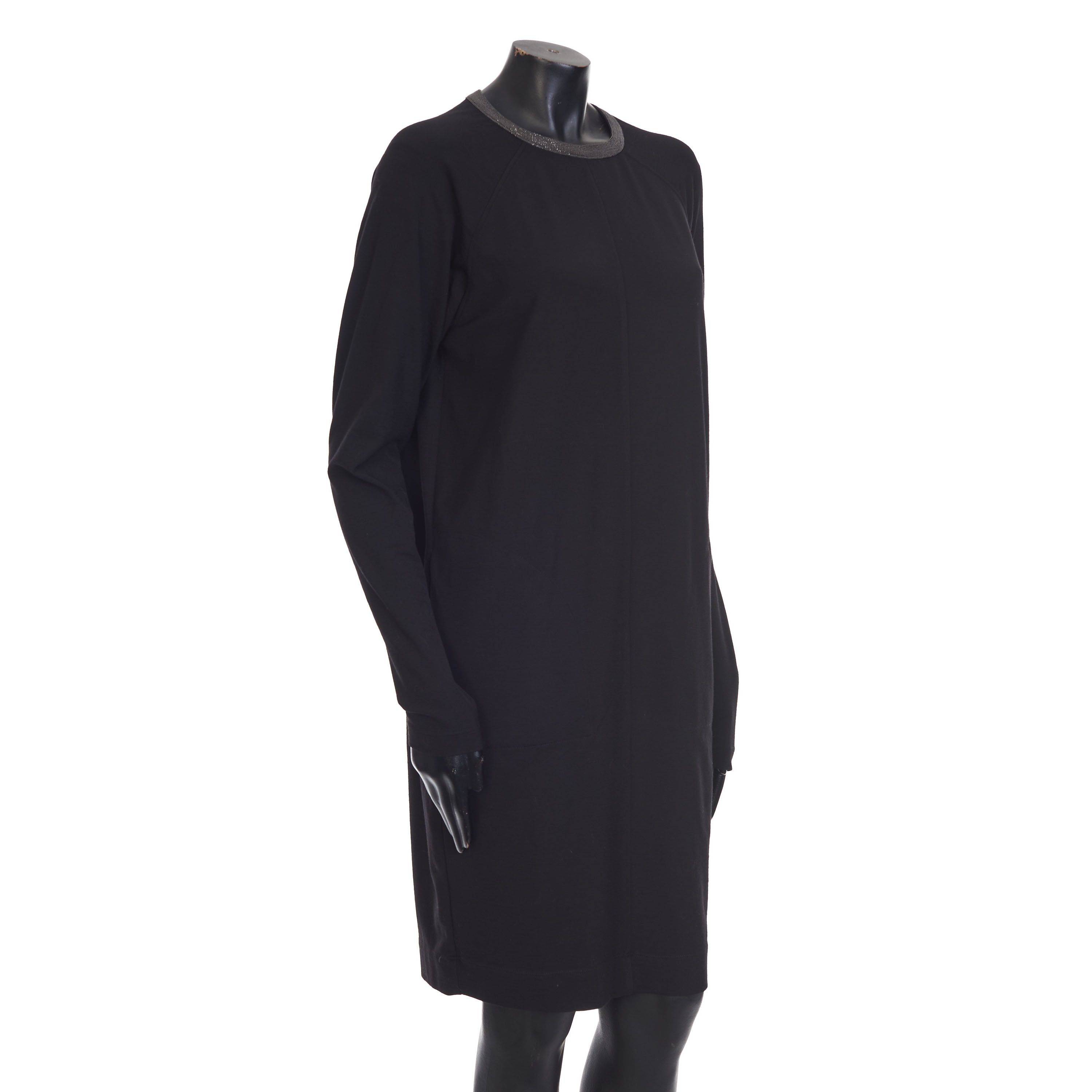 Brunello Cucinelli Black Sweater Dress - Monili Beaded Collar Size M / US 6-8 / IT 42-44 - 6 Thumbnail