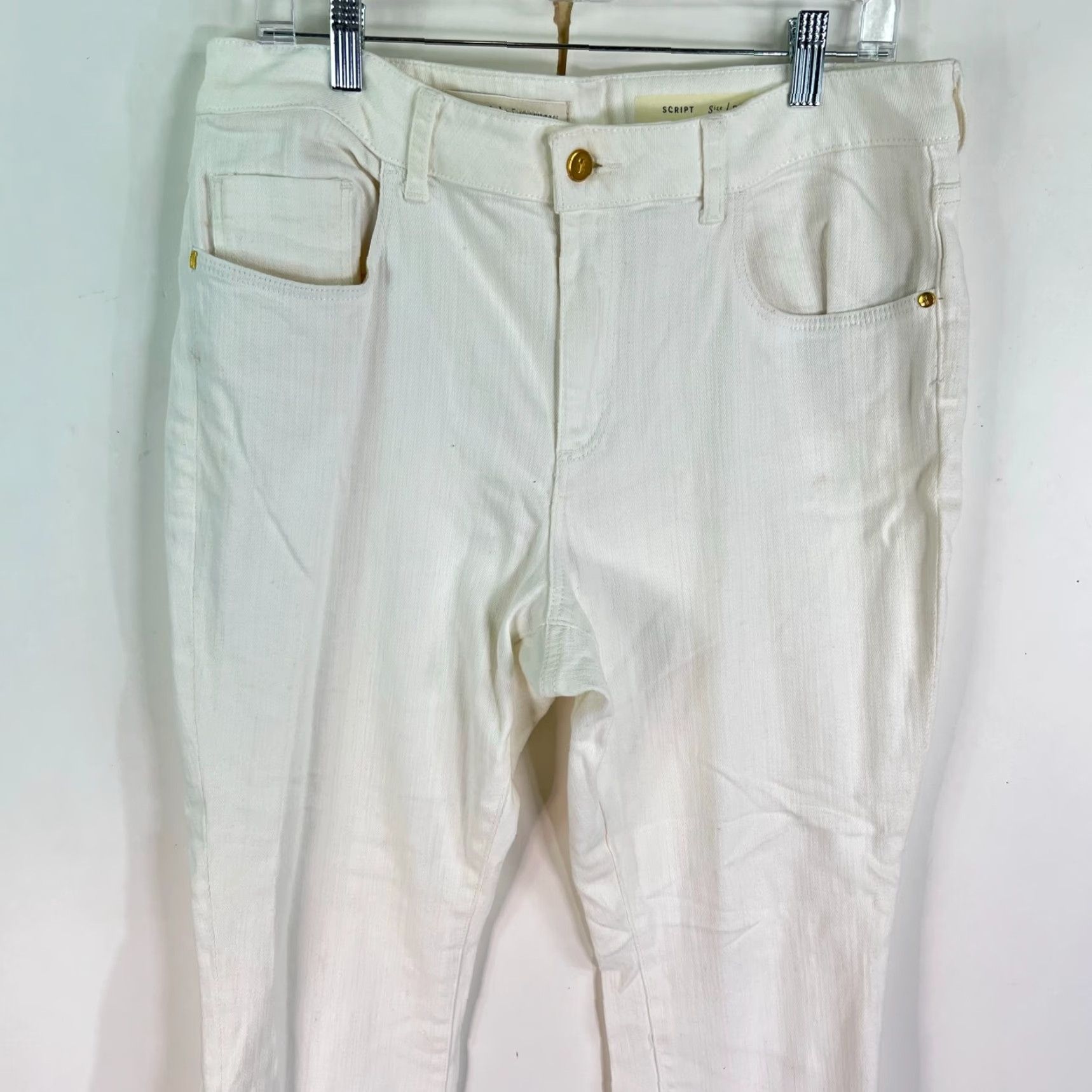 Vintage Anthropology Pilcro & The Letterpress Script Jeans Women's 32 Ankle White 34X28 Size 24" / US 00 / IT 34 - 2 Thumbnail