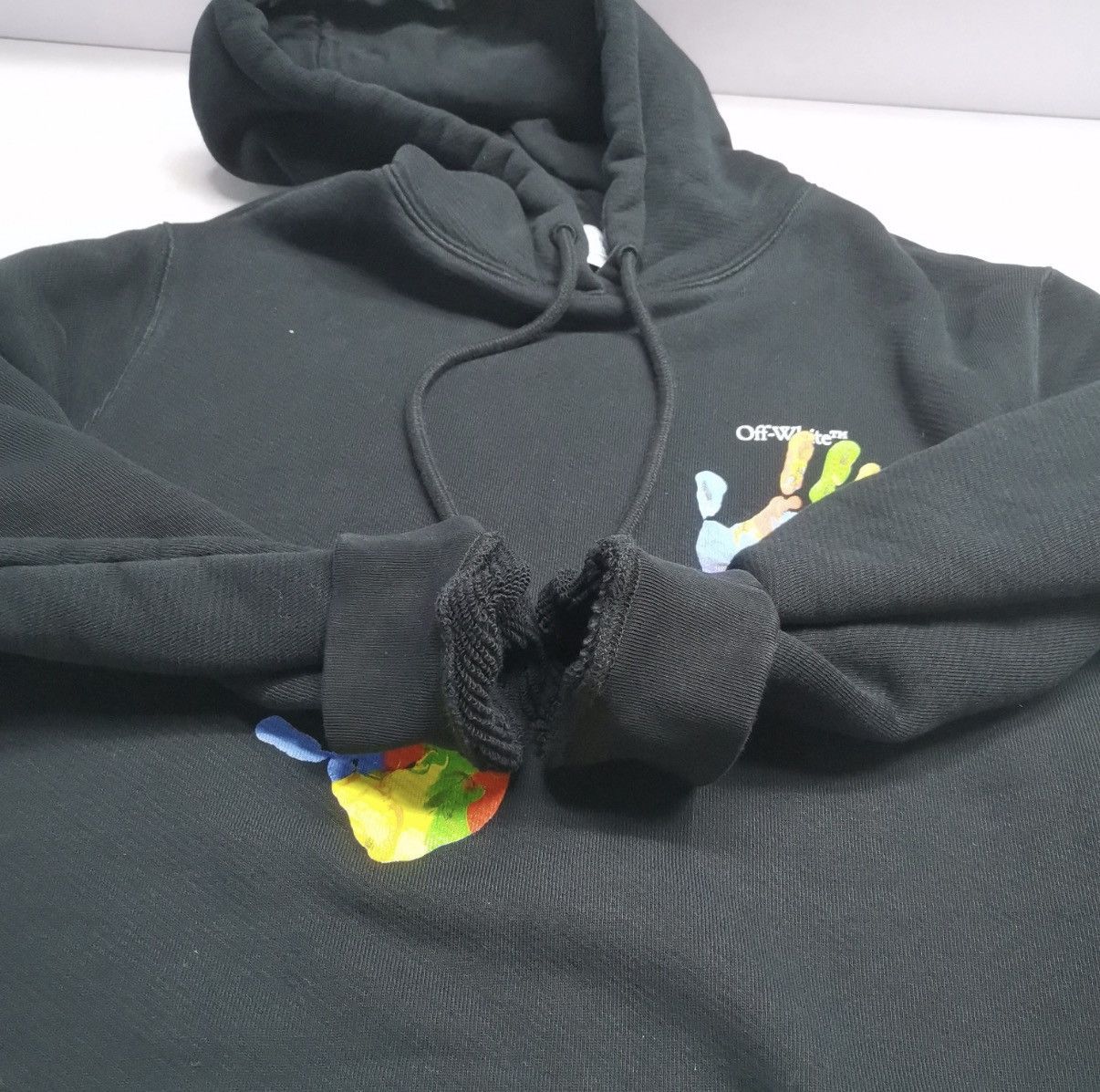 Off-White Off-White Hand-Print Drawstring Hoodie Size S / US 4 / IT 40 - 6 Thumbnail