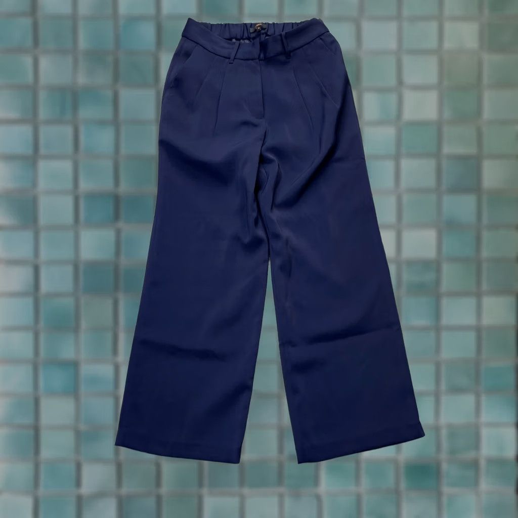 Quince Quince Pants Womens 6 Blue Dress Pleated Straight Leg Stretch Formal Office Wear Size 28" / US 6 / IT 42 - 1 Thumbnail